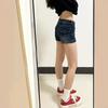 Damen Niedrige Taille Dunkelblaue Jeans-Shorts Slim Fit Booty Shorts Lässige Streetwear Heißhosen