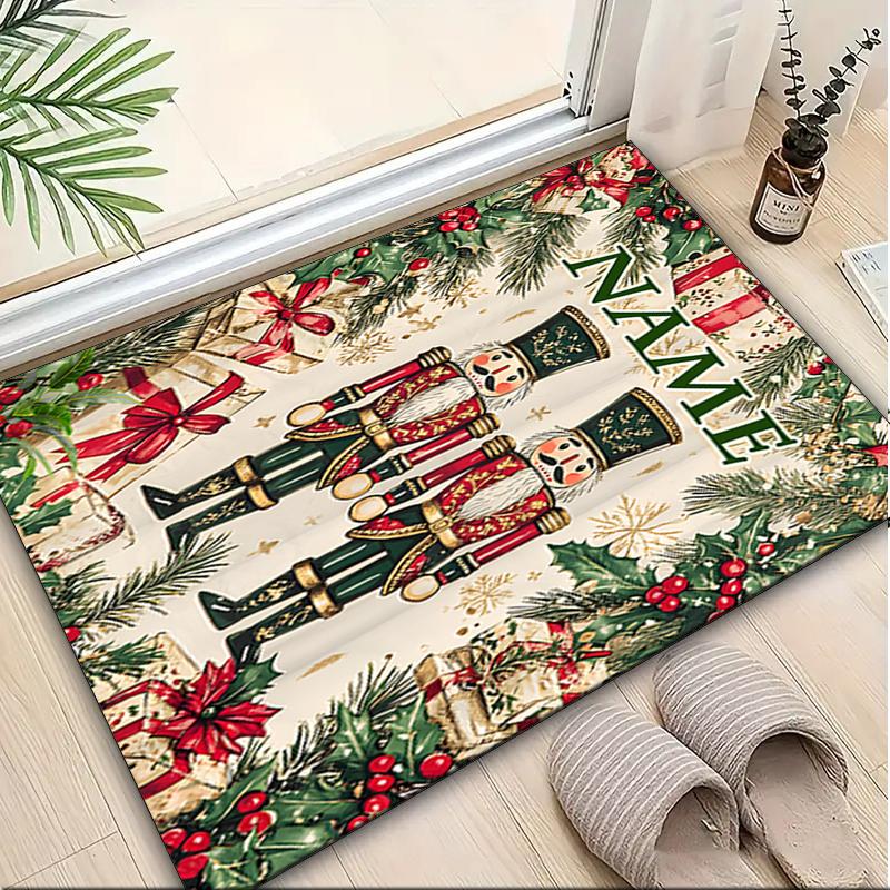 1PC Custom Name Christmas Nutcracker Guards Theme Floor Mat Ideal for Living Room, Game Rooms, Office, Bedroom,Floor Mat Playful Design