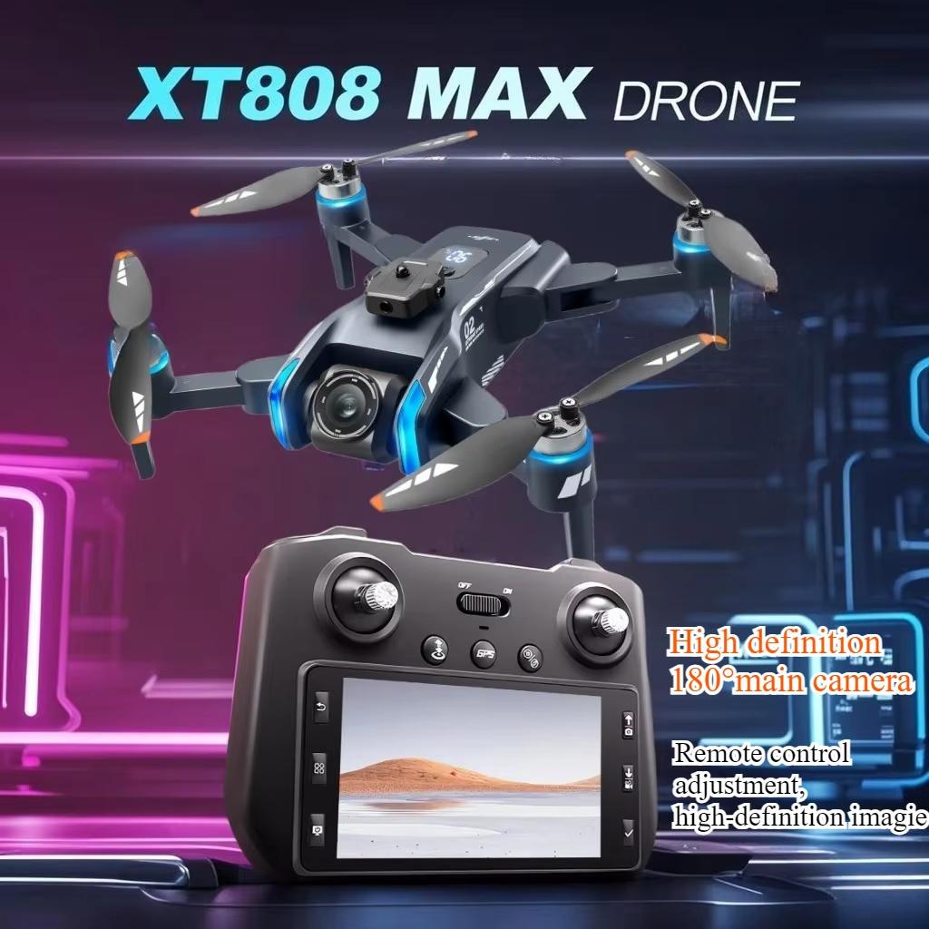 New XT808 Brushless Drone Lcd Screen Display 5G Optical Flow GPS Obstacle Avoidance Head Folding HD Aerial Photography Quadcopter Toy Gift
