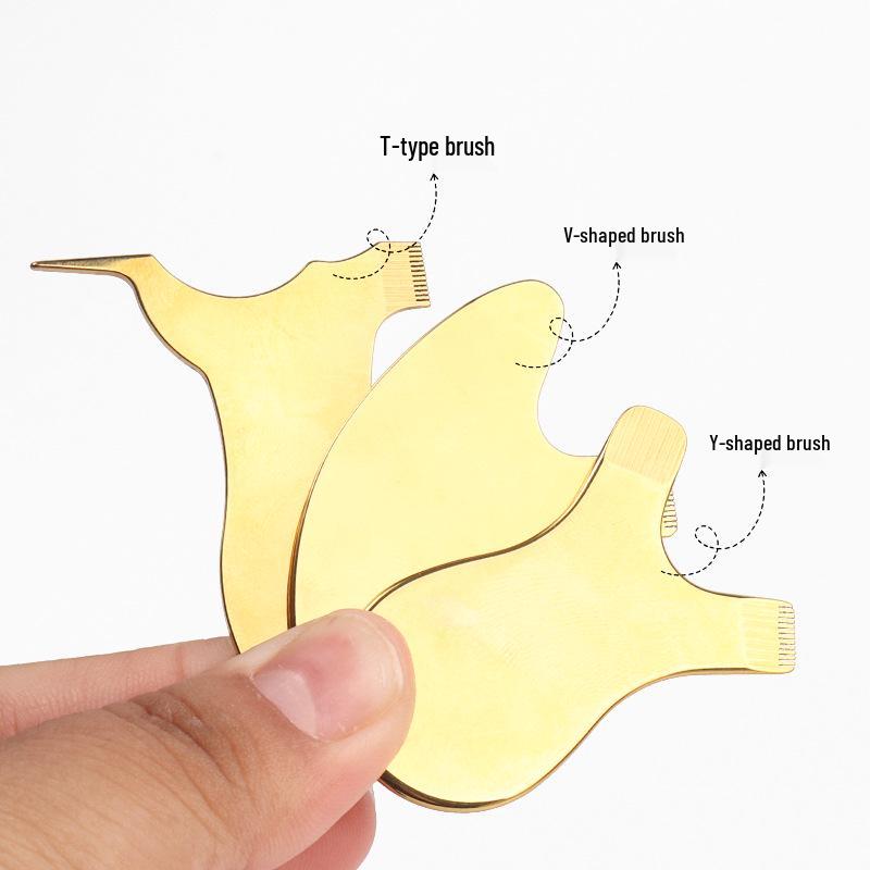 Stainless Steel Y-Shaped Eyelash Extension & Perm Comb with Small Eyebrow Brush.