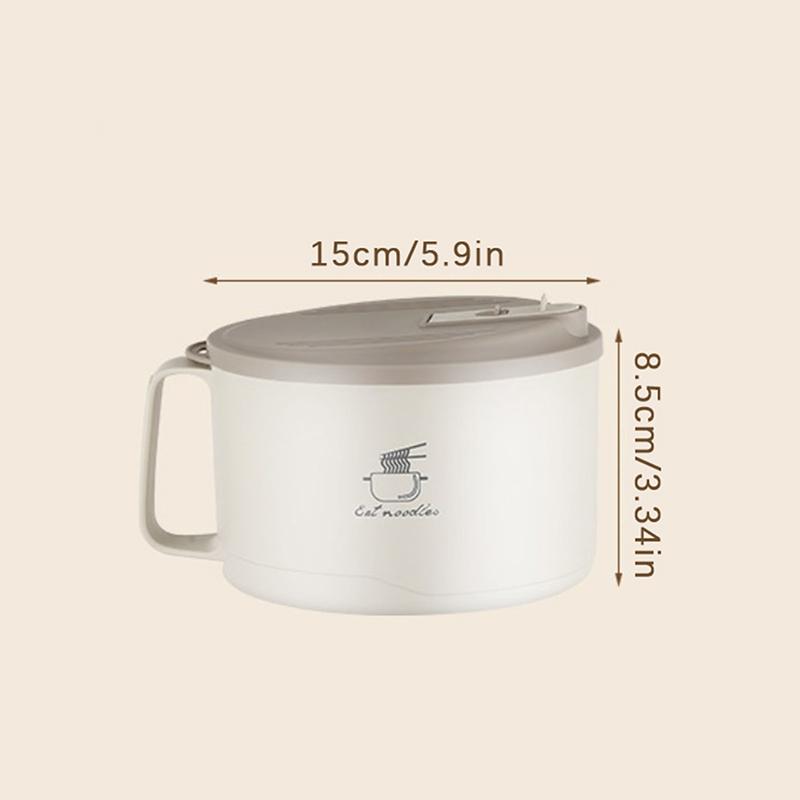 Tazón de Espuma de Acero Inoxidable 304 Gran Capacidad Doble Capa Anti-Escaldaduras Lonchera Con Vajilla/Tapa Puede Escurrir Tazón para Ramen