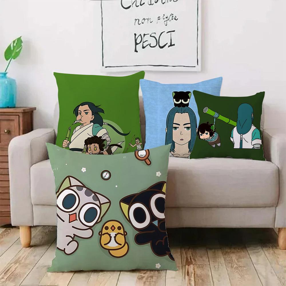 Cartoon luo xiaohei cat Pillow Covers Cartoon Sofa Decorative Home Double-sided Printing Short Plush Cute Cushion Cover