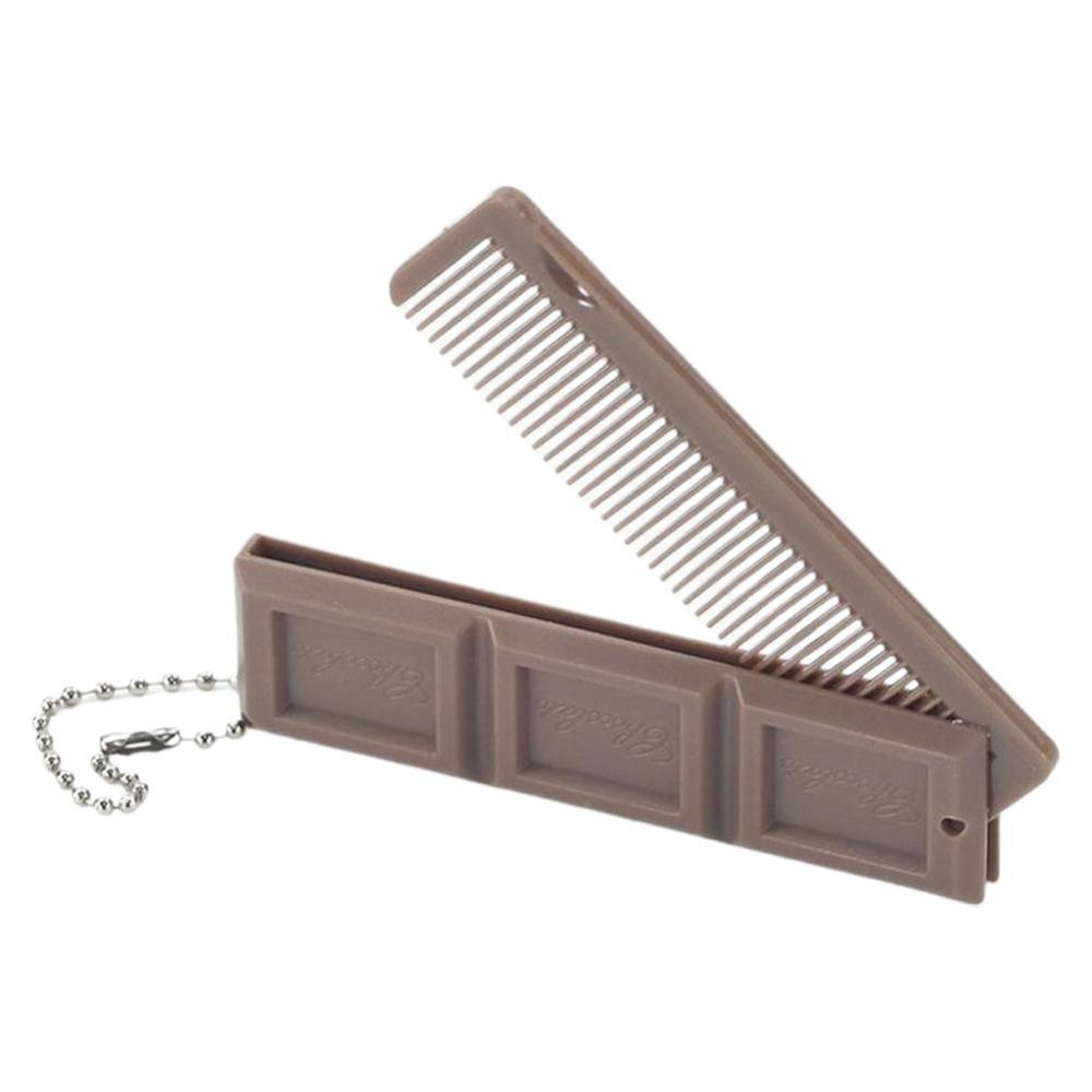 2-in-1 Hair Comb with Mirror Keychains Creative Folding Comb  Gift глубокая кофе