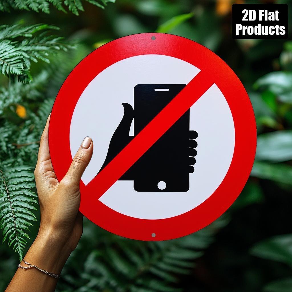 HD Tin Sign No Mobile Phone Symbol D Flat Prohibition Wall Decor for Library Quiet Spaces