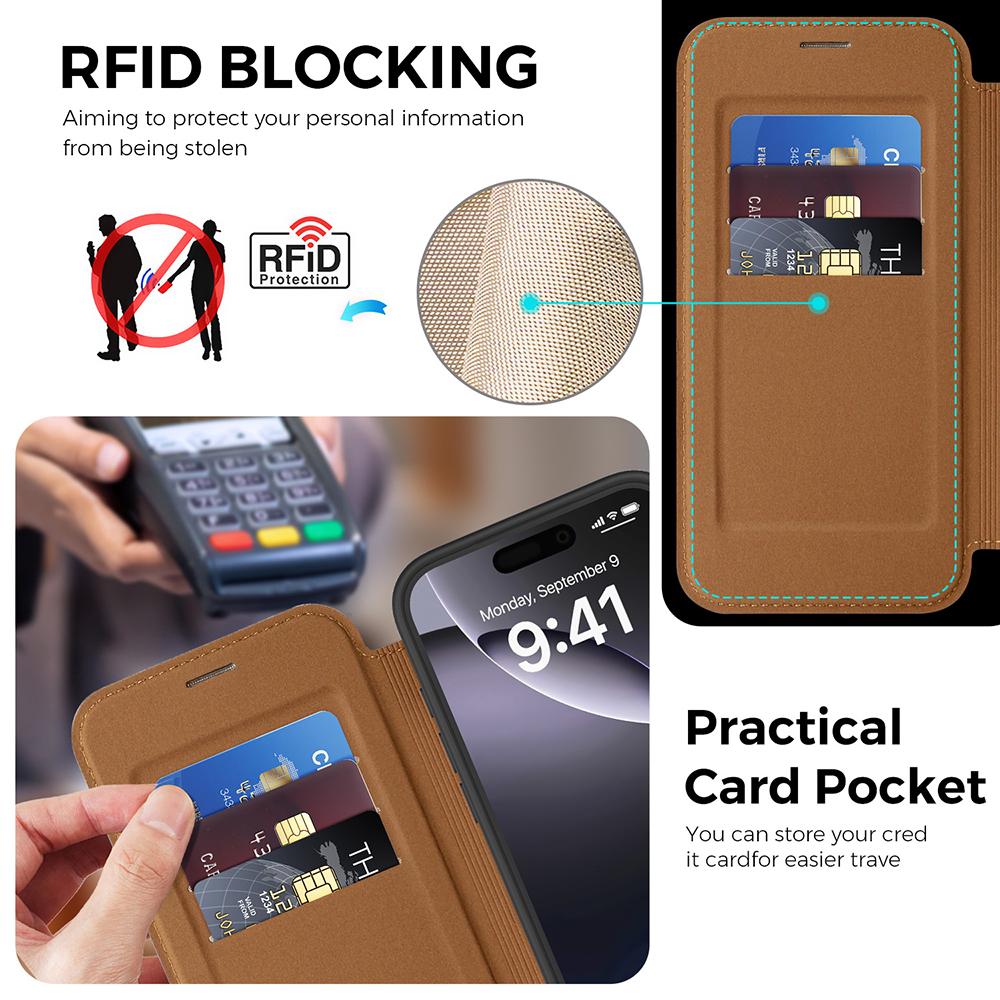 KEYSION PU Leather Flip Wallet Case for iPhone 11 12 13 14 Pro Max 14 Plus Cards Slots Magnetic 360 Ring Stand Phone Back Cover