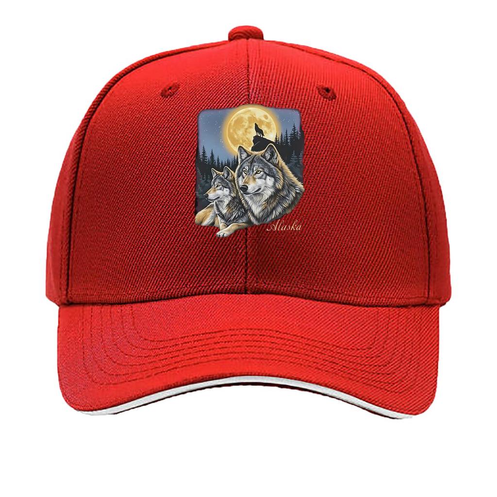 Alaska Wolf Moonlight Sandwich Baseball Cap