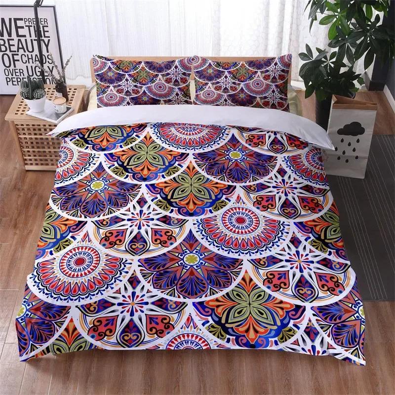 Comforter Mandala Floral Bohemian Flowers Bedding Set Microfiber Exotic Geometric Twin Full For Kids Adults Decor