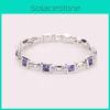 Premium Fashion Jewelry Silver Plated Princess Cut Girl Elegant Crystal Bracelet Charm In Stunning Sea Blue