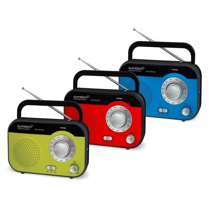 Radio Portable Sunstech RPS560 - Analogique AM/FM - 0,8 W - 1-voie - 7,5 cm - Bleu