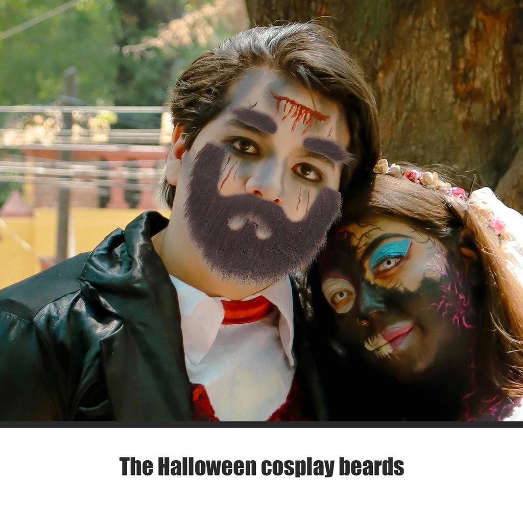 1Set Fake Beard Prop Simulation False Eyebrow Cosplay Mustache Party Photo Performance Decoration Costume Accessory