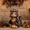 Trendy Desk Accessories Vintage Witch Cat Halloween Decoration, Small Wooden Unique Gift for Her Figurine Farmhouse Mantel, Bookshelf Table,
