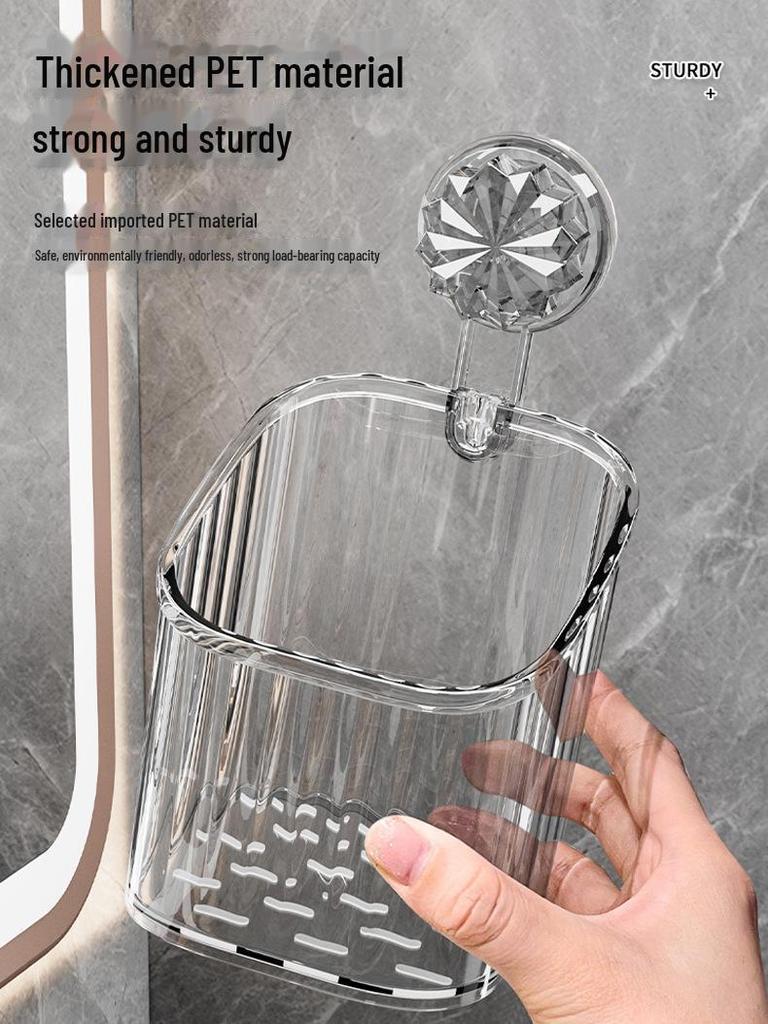 Suport de depozitare pentru baie montat pe perete fără lovituri: Suport pentru periuță de dinți și pastă de dinți cu ventuză