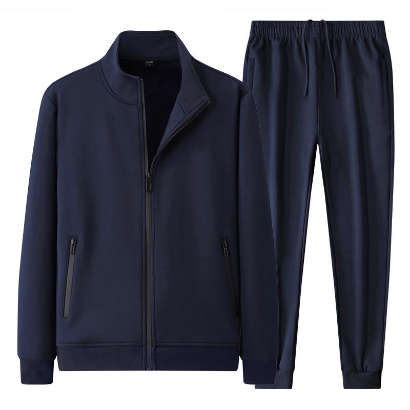 Men's Thickened Velvet Cotton Casual Suit: Middle-aged Father's Two-piece Sports Jacket and Pants Set