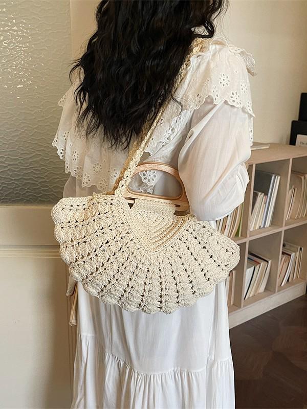 Women's Casual Loose-Fit Hollow Straw Woven Shoulder Handbag, 2026 New Vegetable Basket Design