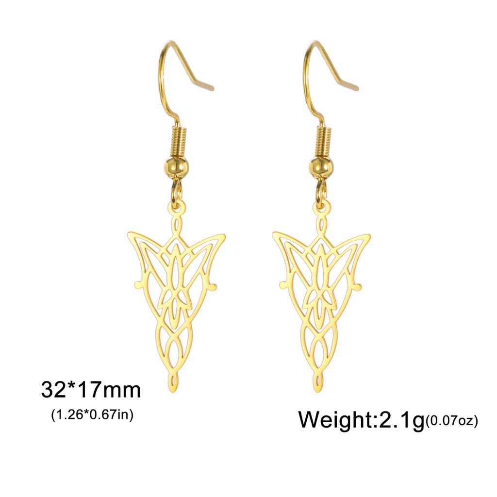 The Lord of the Rings Pendant Earrings Stainless Steel Elf Princess Sacred Geometry Pendant Retro Earrings Jewelry Gifts