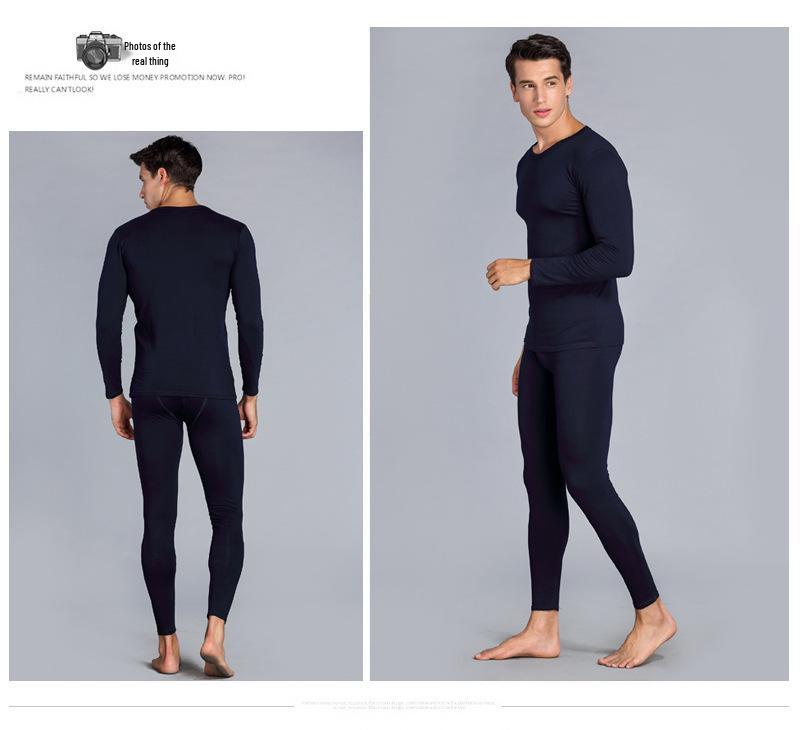 Unisex Herbst/Winter Warmes Unterwäsche-Set - Elastische Basisschicht mit Uni-Rundhalsdesign für Paare