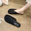Baotou Cool Slippers Women's Summer Outer Wear Mesh Surface 2025 Lace Embroidery Soft Bottom Non-slip Mesh Surface Half Slippers Small Fragrant Wind