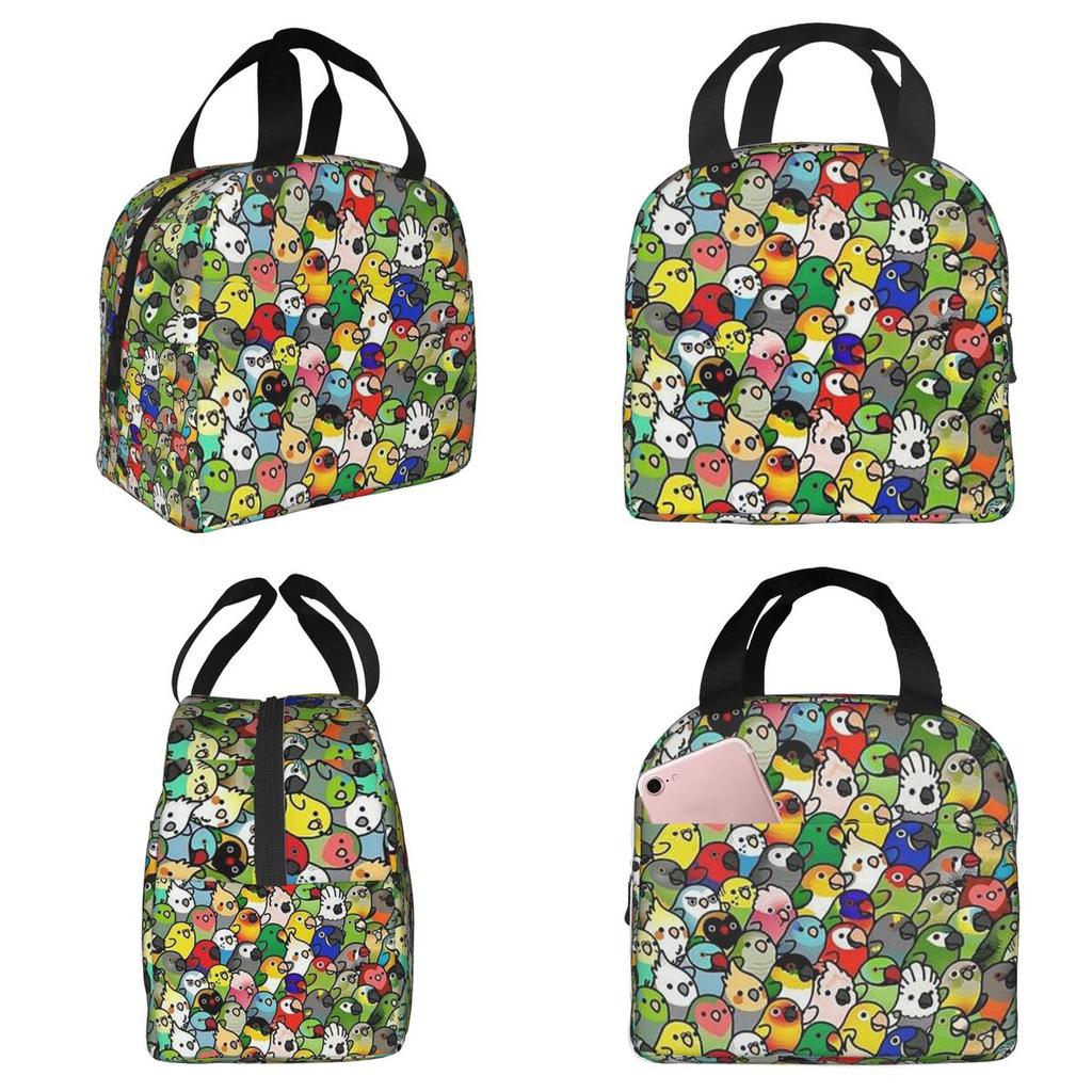 Birds Cockatiel Budgie Parrot Insulated Lunch Bag for Kids School Cooler Thermal Food Box Tote Leakproof Lunch Boxes Container