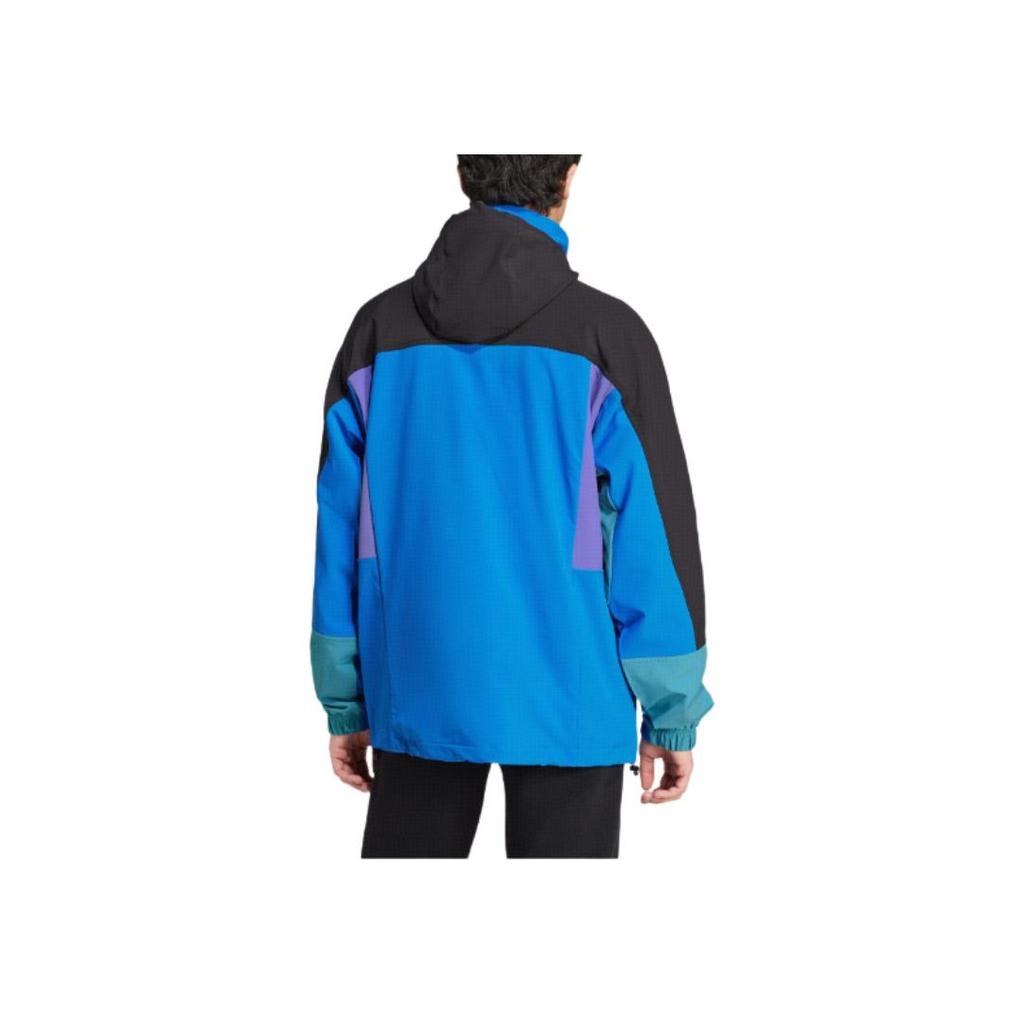 adidas Giacca Sportiva Anorak Colorblock Originale Vestibilità Larga Manica Lunga con Cappuccio Uomo Giacca Blu JF2854