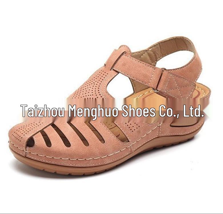 Women's 2020 Wedge Sandals - European & American Style, Casual, Large Size, Solid Color Stitching