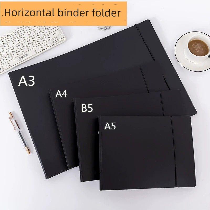 Horizontal A3/A4/B5/A5 Folder Loose-Leaf Ring Binder HD Inner Page Test Paper Drawing Paper Storage Protective Bag