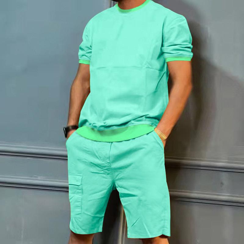 Abbigliamento sportivo estivo da uomo Abbigliamento da lavoro Cinque tasche Pantaloni Pantaloncini casual da spiaggia a maniche corte Tuta da uomo
