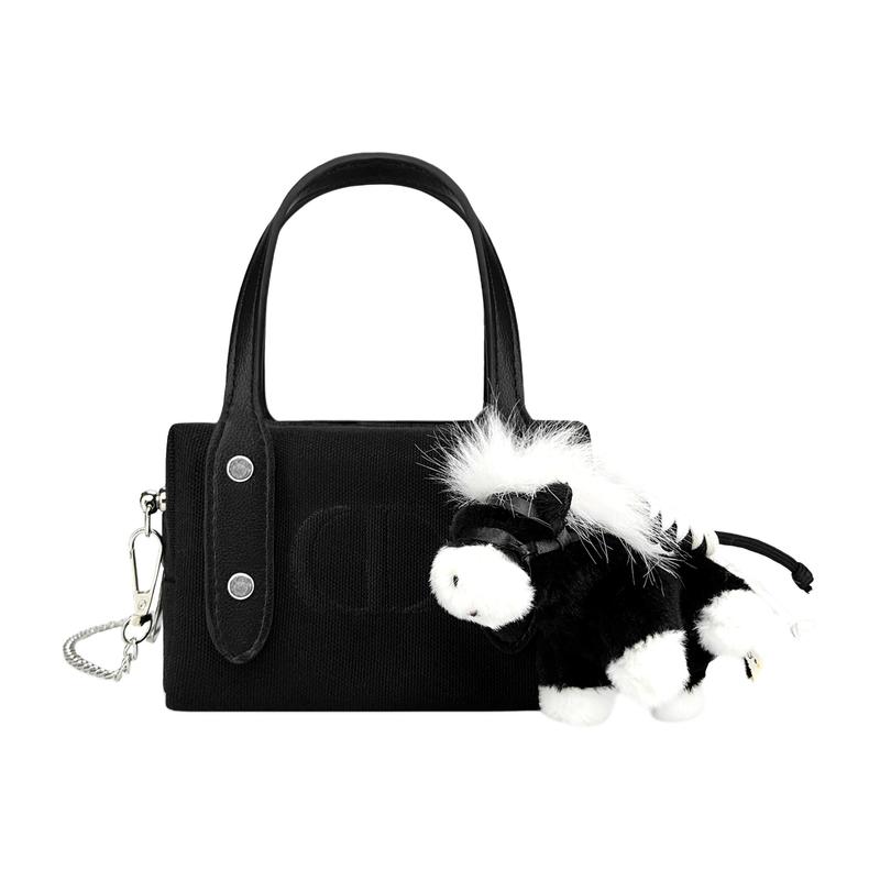

DIOR Bag [Customized Cosmetic Bag] Canvas Kurono Shine Cat Fashion Trend Simple Pony Decoration Exquisite Daily Long Strap Storage and Portability чёрный