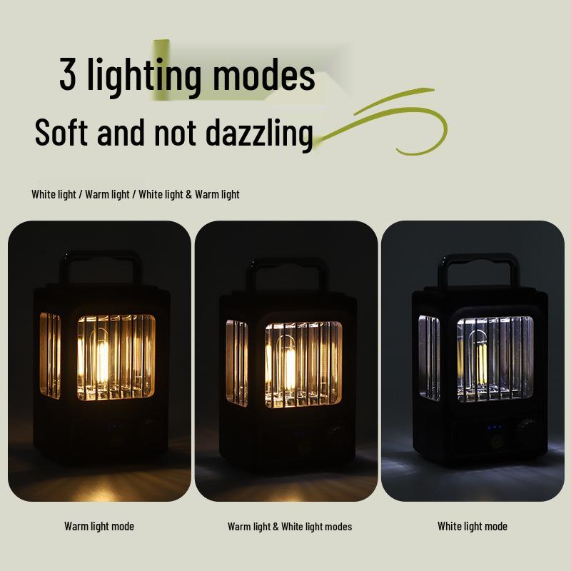 Portable Retro Solar Lamp with Stepless Dimming and Handheld Hanging Features