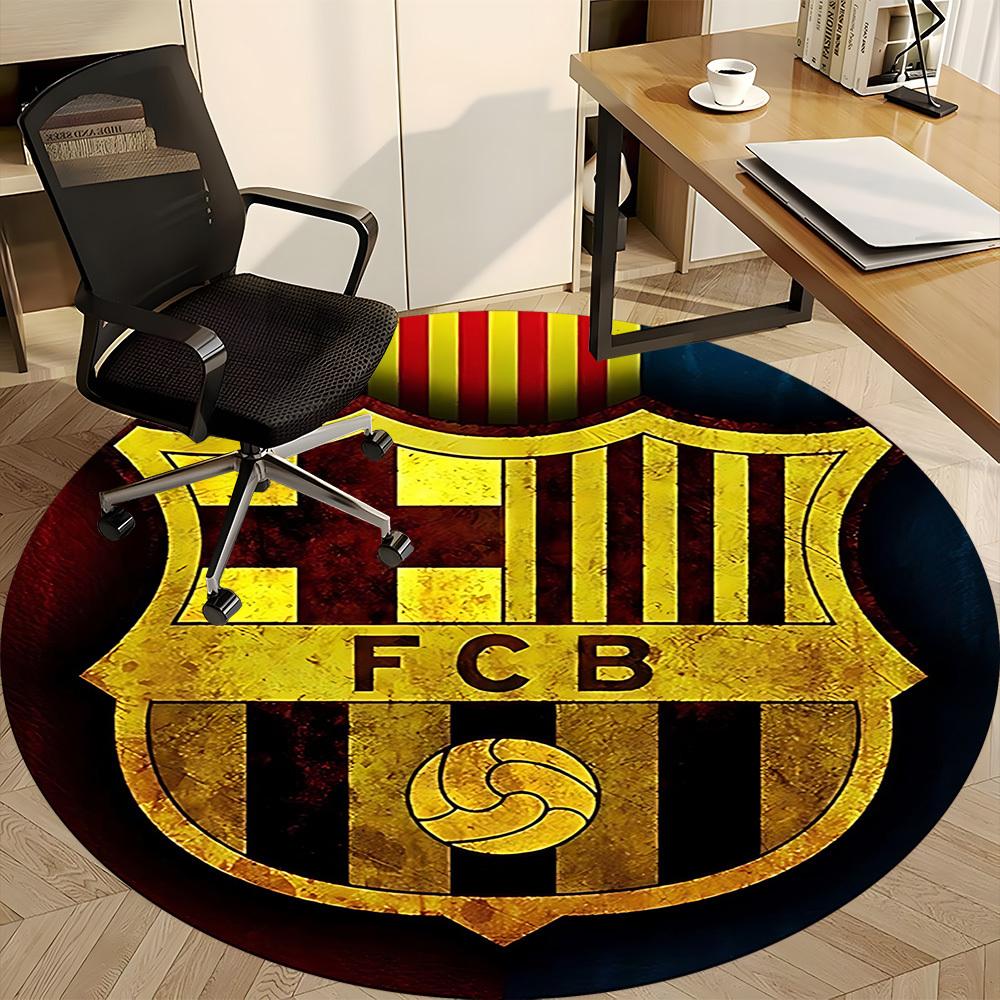 1pcBarcelona Football Office Round Area Rug, Indoor Mat Suitable For Office, Bedroom Living Room Home Decor, Room Deco, Offic A0928169