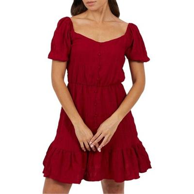 Süßes Damen-Minikleid mit kurzen Ärmeln und Herzausschnitt