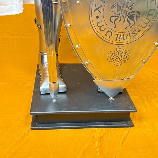 6-Foot Templar Knight Armor Suit Polished Medieval Roman Steel Armor with Display Stand Ideal for Home Décor