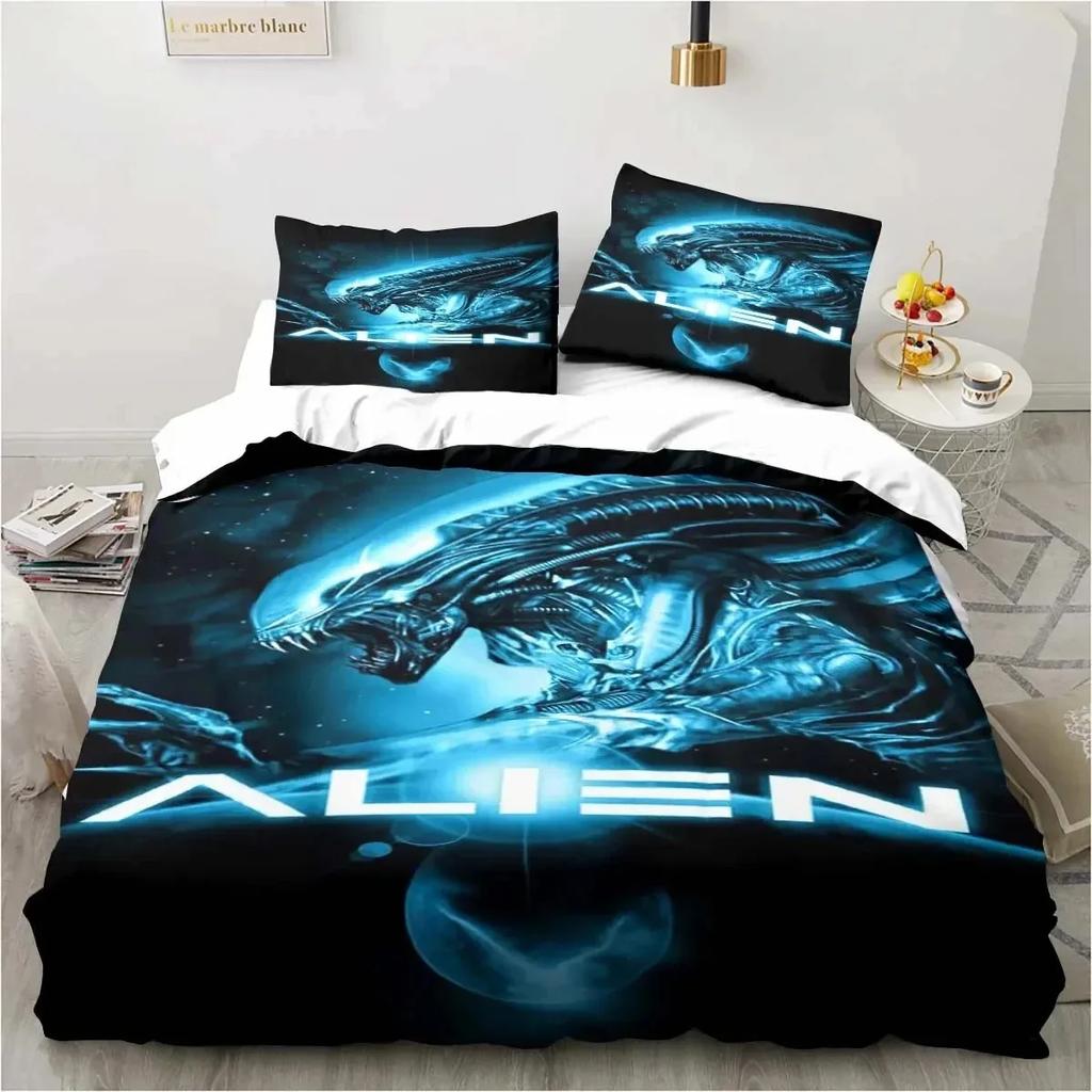 Alien Vs. Predator Predator Film Sängklädesset Enkelt Dubbelt Queen King Size Påslakan Vuxna Pojkar Sovrum Överkast Lyxig Gåva