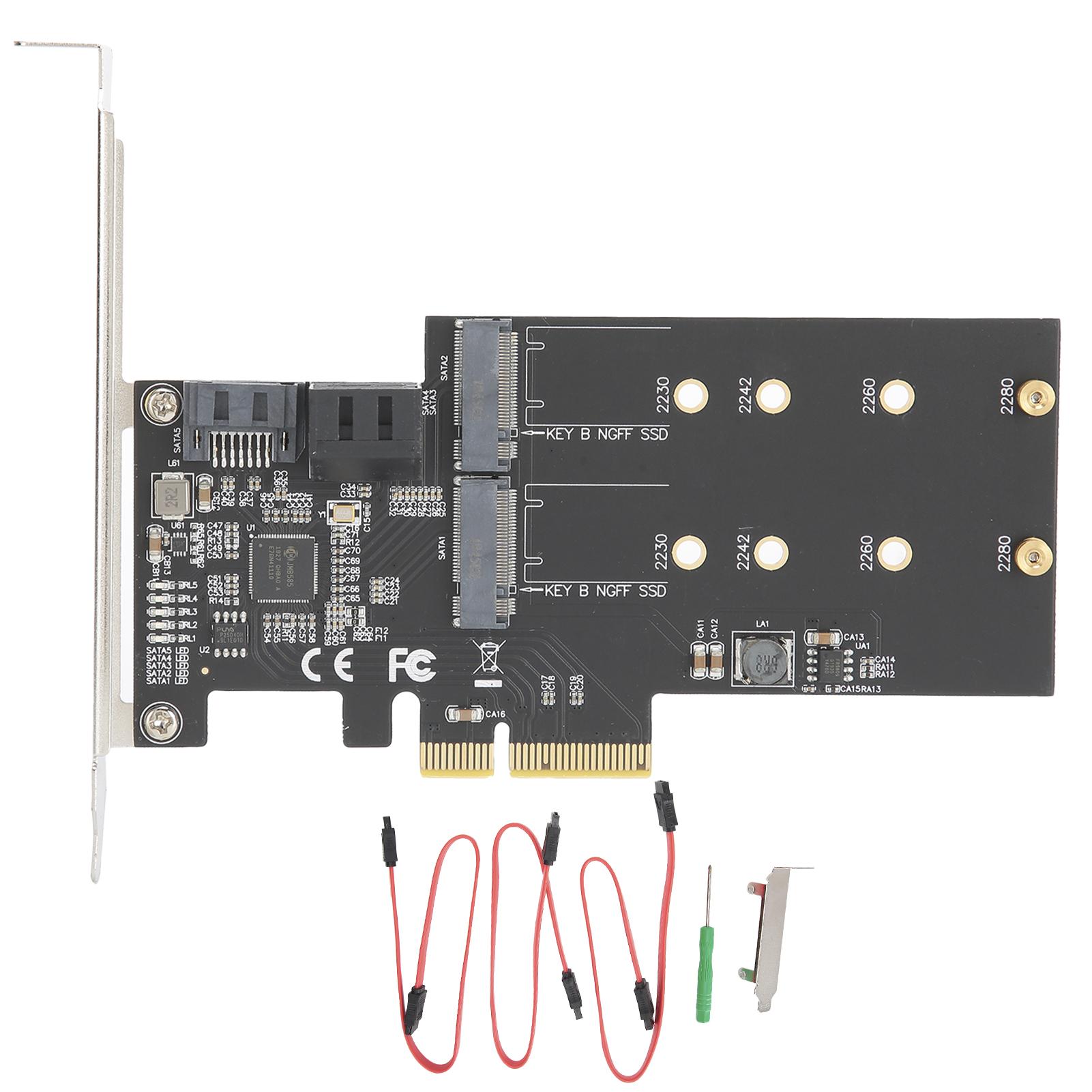 

Карта розширення PCIE на 3 порти SATA3.0 2 порти M.2 Електронний компонент Чіп JMB585