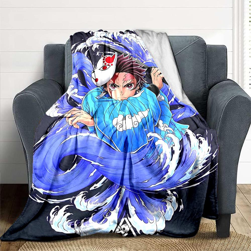 1pc Demon Slayer Blanket Soft All Season Throw with Vibrant Design, Perfect for Home, Travel, and Gifts, Ideal for Naps and Camping