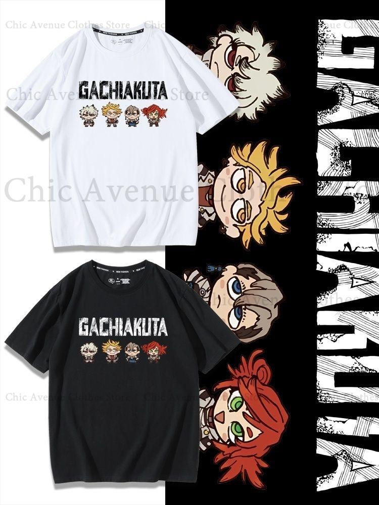 Anime GACHIAKUTA Series Cartoon Print Tshirt Cotton Summer Tops Short Sleeve Tee Daily Unisexs Clothing Streetwear