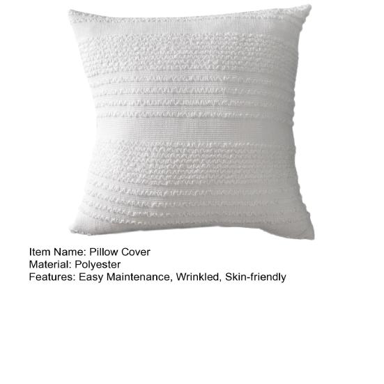 Wrinkled Throw Pillow Cover Decorative Pillow Cover with Hidden Zipper Minimalist White Pillowcase for Home
