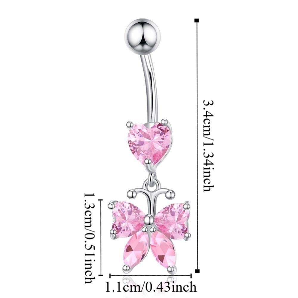 Elegant Navel Piercing Rings Zircon Belly Clicked Piercing Butterfly Belly Button Rings Daily