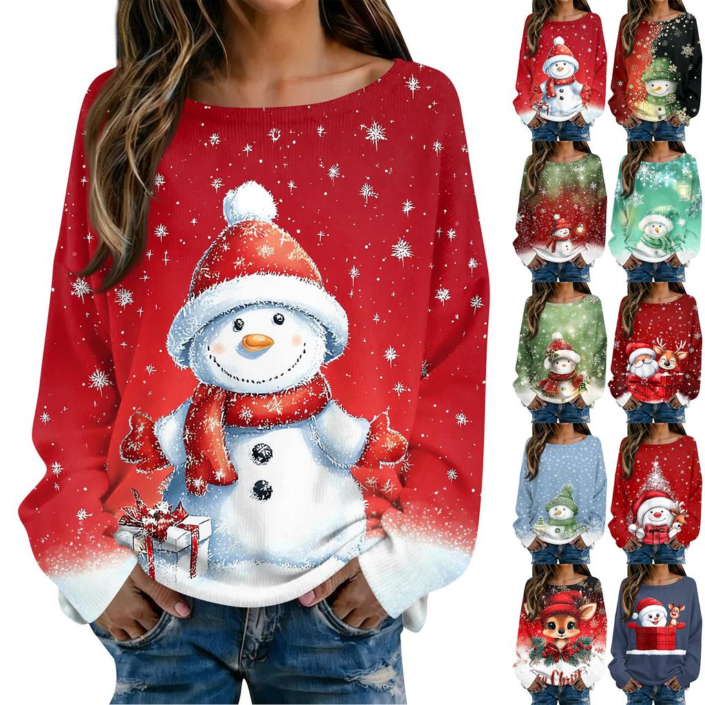 Christmas Sweatshirts For Women Knit Sweater Cute Shirt Fall Crewneck Pullover Tops