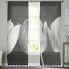 Tulpenblume Schwarzweiß Moderne Tüllgardinen für Wohnzimmer Schlafzimmer Zuhause Küche Fenster Voilegardinen