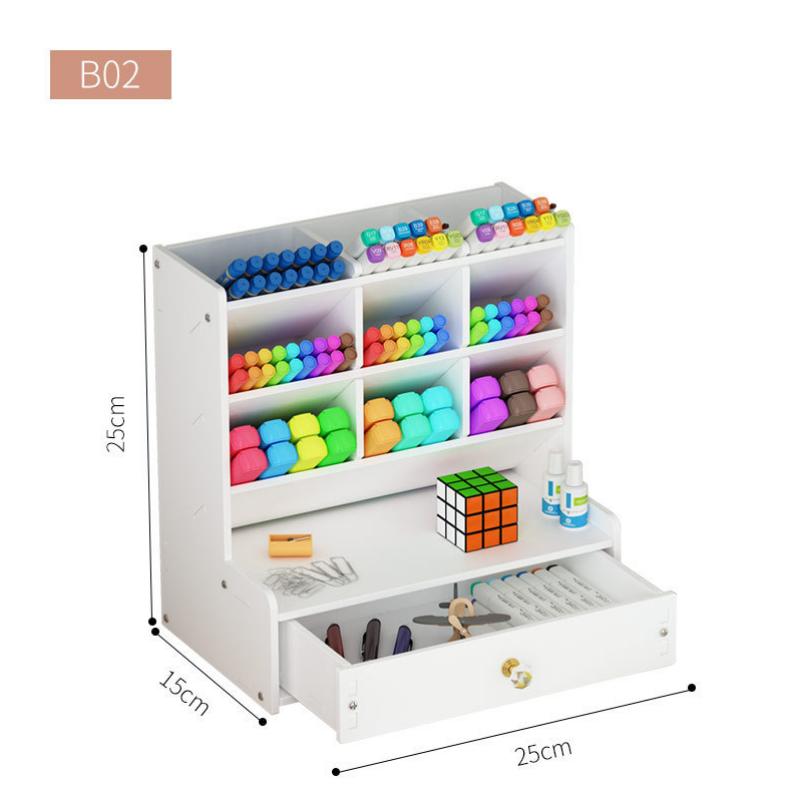 Pen Holder Nordic Ins Storage Box Creativity Office Desk Stationery Box Large Capacity Wooden Rack Wooden Organizer Box W2117