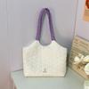 Simple Quilted Love Women's Shoulder Bag Sweet Casual Girls Book Tote Bags Solid Color Large Capacity Female Handbags Purse
