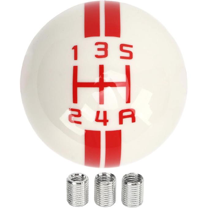 

Fydun 5 Speed Round Ball Shift Knob Manual Shifter Lever Stick Head Knob for 1967 to 2018 (White Red) White Red