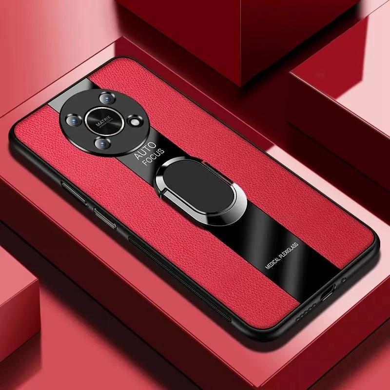 

Роскошный чехол из искусственной кожи для Honor X7 X9 5G X10 X30 Max с кольцом-держателем, силиконовый чехол для телефона для Honor X40 GT X7A X7B X8B For Honor X7B красный