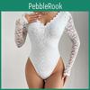 Damen Casual Vezfaa Mode Unifarben Print Frühling Herbst Langarm V-Ausschnitt Bodysuits