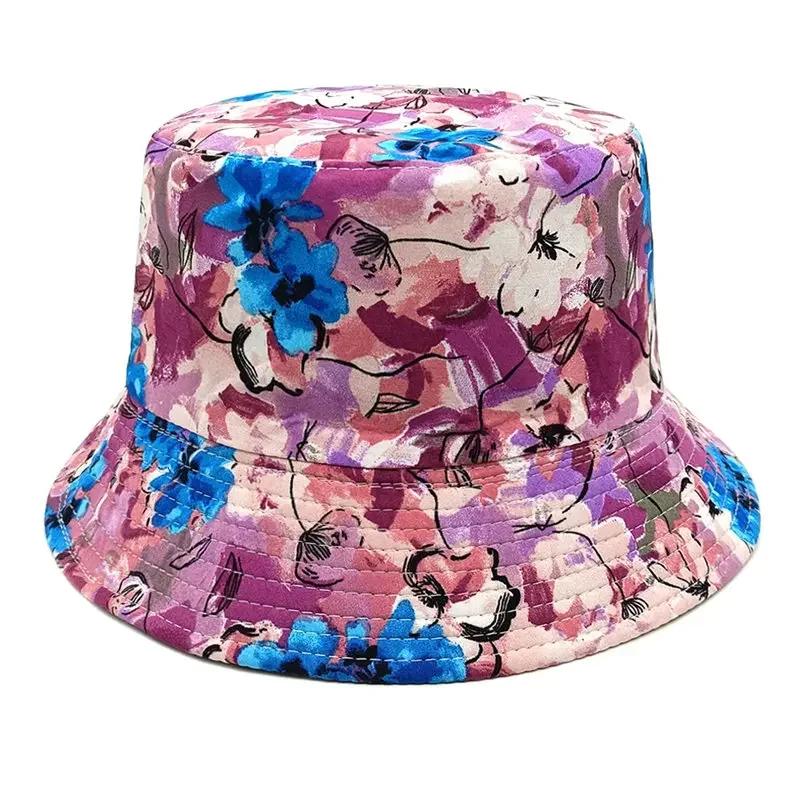 Spring and Summer Polyester Print Bucket Hat Fisherman Hat Outdoor Travel Sun Cap for Men and Women 169