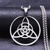 Acciaio Inossidabile Stregoneria Nodo Irlandese della Strega Collana Catena Uomo/Donna Colore Argento Collane Wicca Gioielli da Strega nudo de bruja