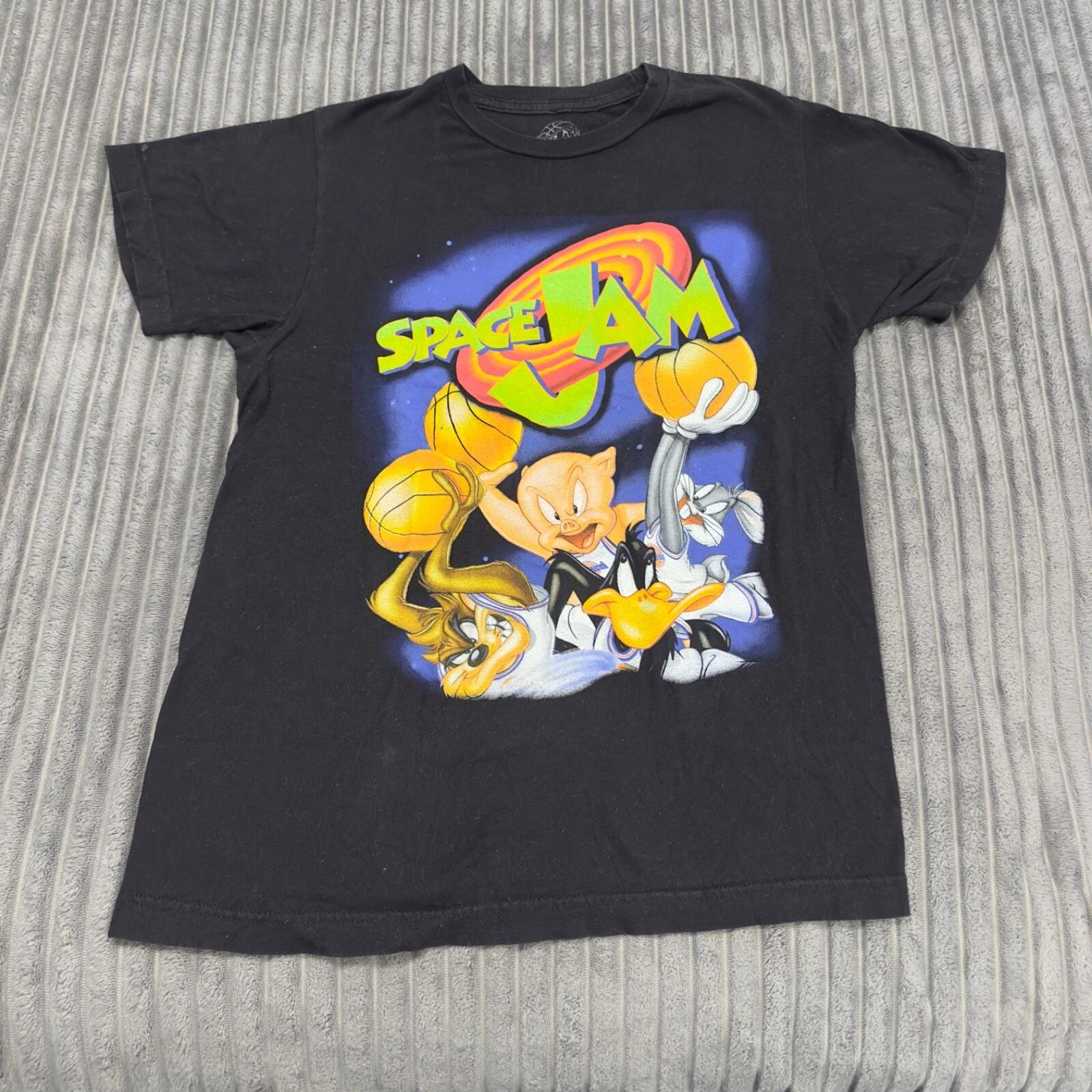 Looney Tunes Space Jam T-Shirt Adults S Black Graphic Streetwear Cartoon XL