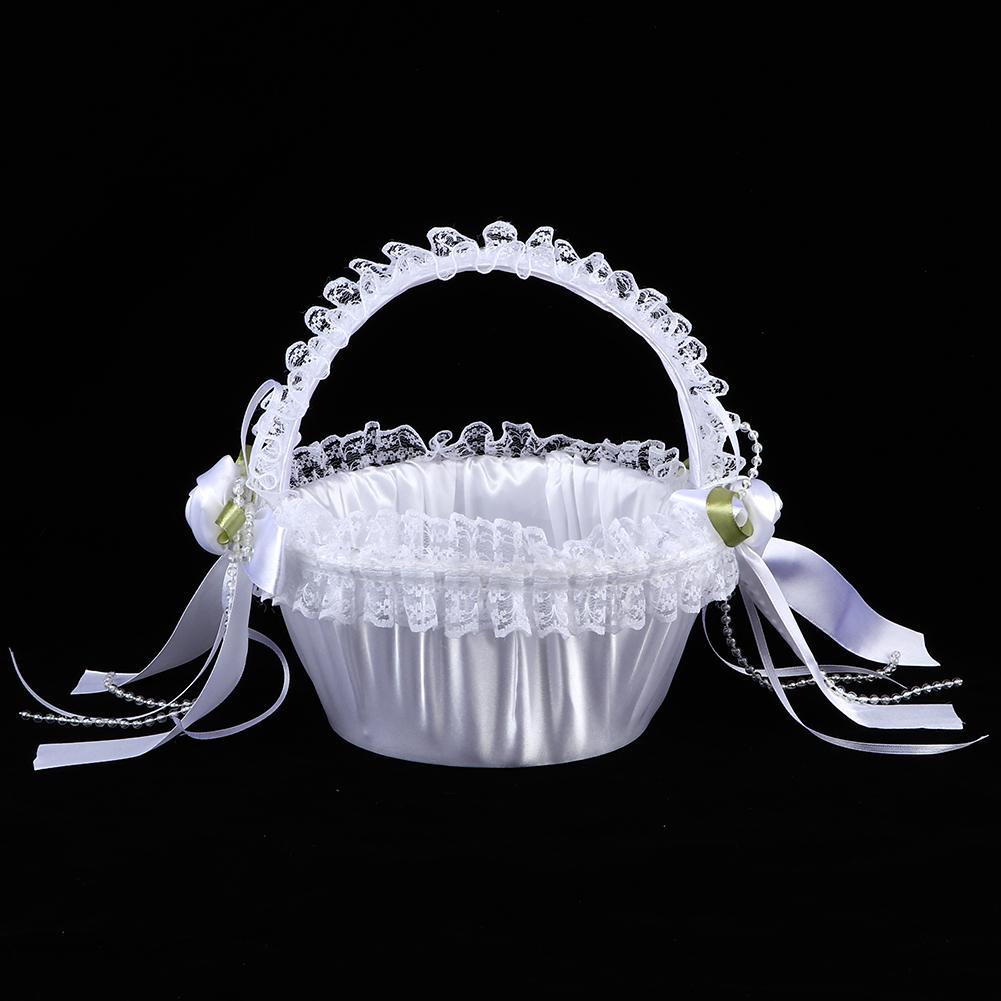 Elegant Stor Bröllopsblomsterflickakorg med Spetsdekoration