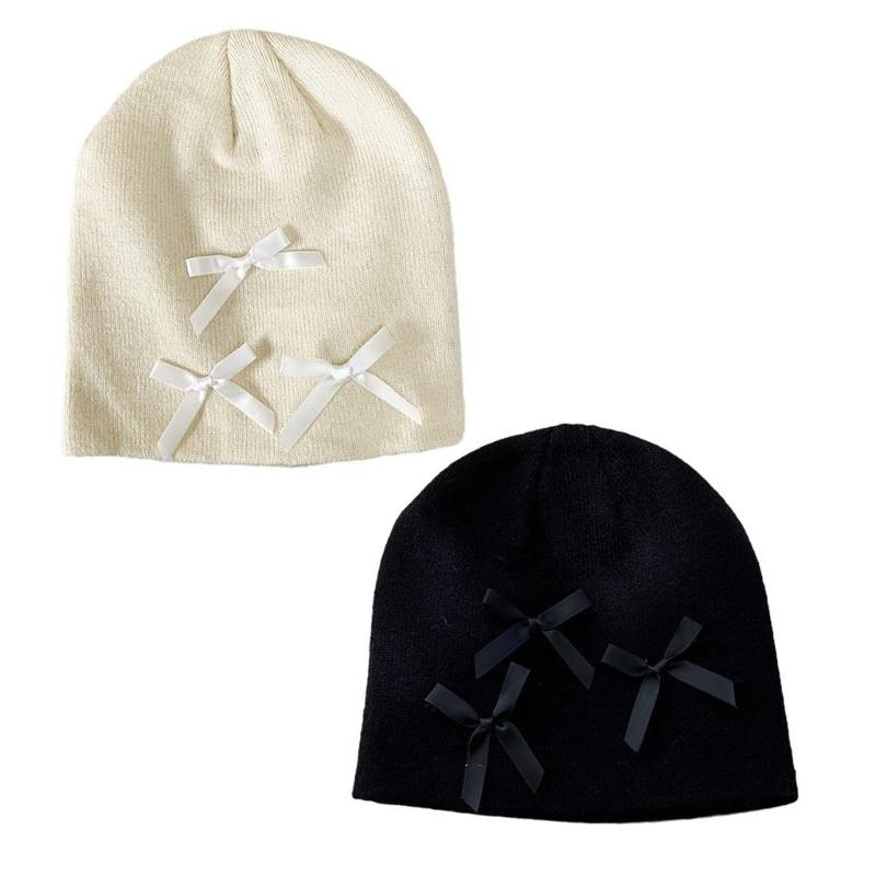 Unisex Skull Hat for Outdoor Activity Hat with Bowknot Hat Pullover Unisex Hat Ribbon Skull Caps 2000s