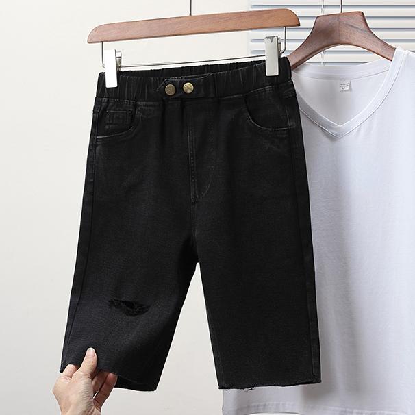 

Dimanaf Джинси великого розміру 2024. Шорти. Жіночі широкі вільні повсякденні бавовняні джинсові еластичні повсякденні штани. Модні повсякденні штани. 5XL чорний